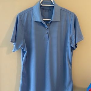 Ladies blue golf shirt. Large Bermuda sands.